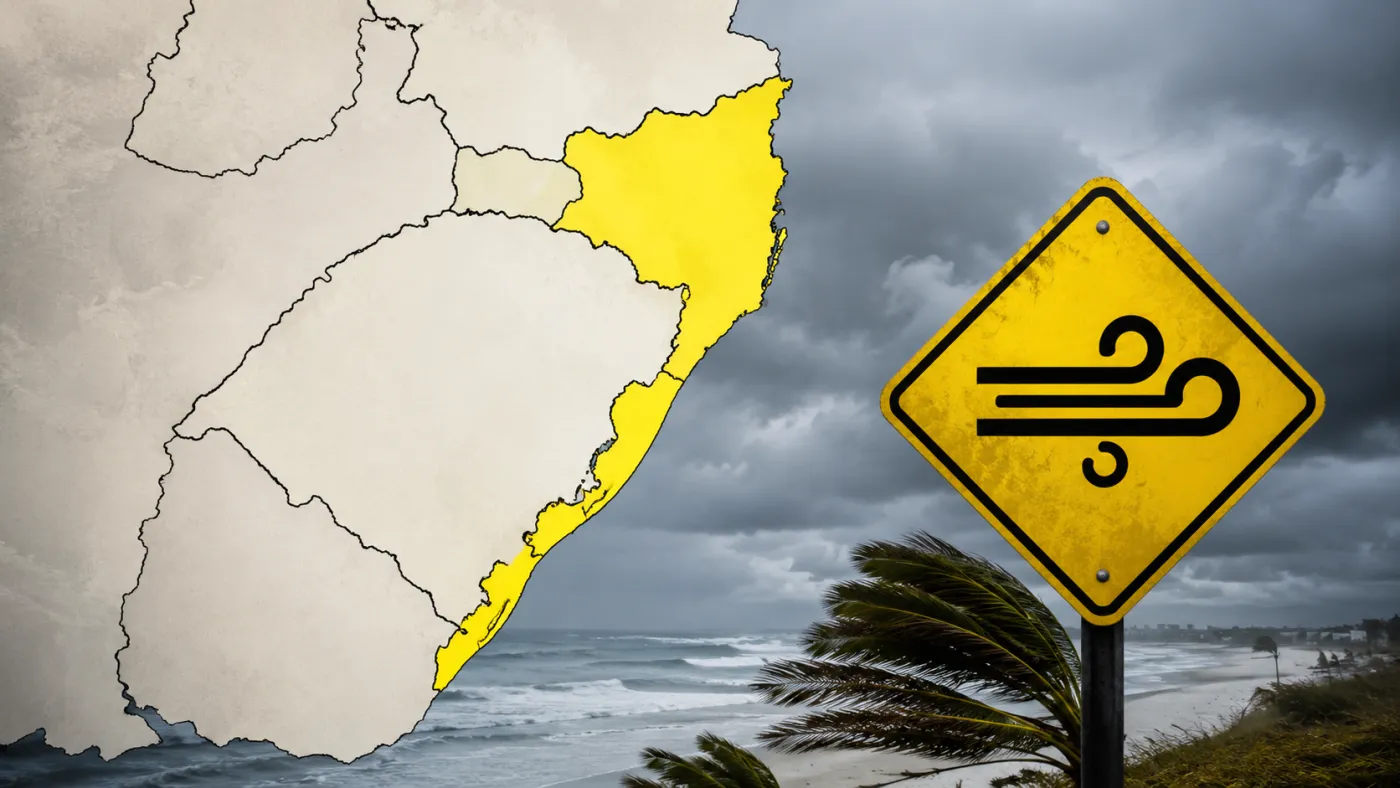 Ventos costeiros deixam áreas de Santa Catarina e do Rio Grande do Sul em alerta. Foto: reprodução.