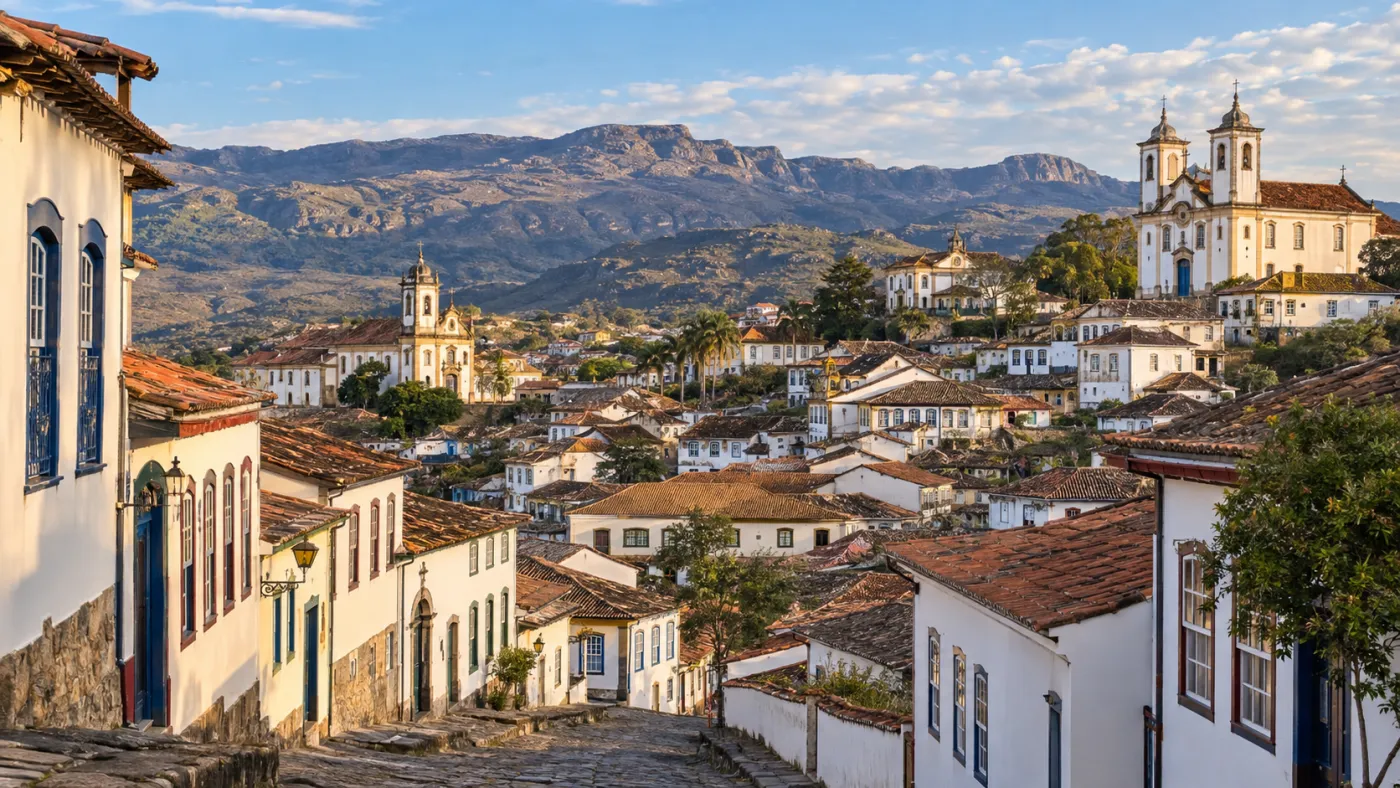 Diamantina, em Minas Gerais, preserva ruas de pedra, casarões coloridos e igrejas que contam a história da antiga região de exploração de diamantes.