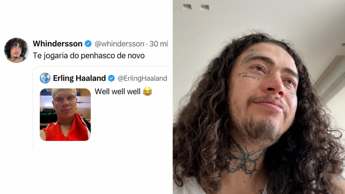 Whindersson se pronuncia após fazer referência à Luisa Sonza em post de Haaland: 'Jogaria do penhasco de novo' — Foto: Reprodução/Redes Sociais